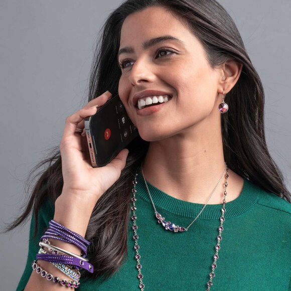 DARK PURPLE‎ Wrap star bracelet by Touchstone Crystal by Swarovski ✨ New in box - Picture 2 of 3